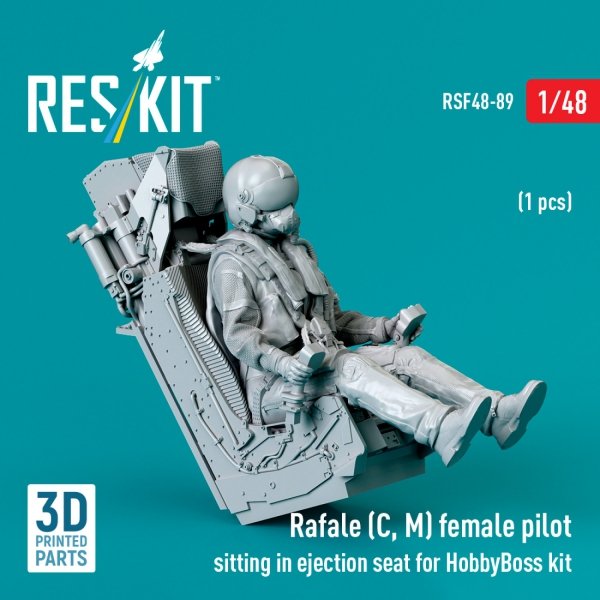 RESKIT RSF48-0089 Rafale (C, M) female pilot sitting in ejection seat for HobbyBoss kit (1 pcs) (3D Printed) (1/48)