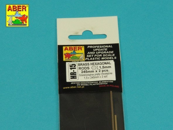 Aber HR-15 Sześciokątne pręty mosiężne 1,5mm długość 245mm (2 sztuki)
