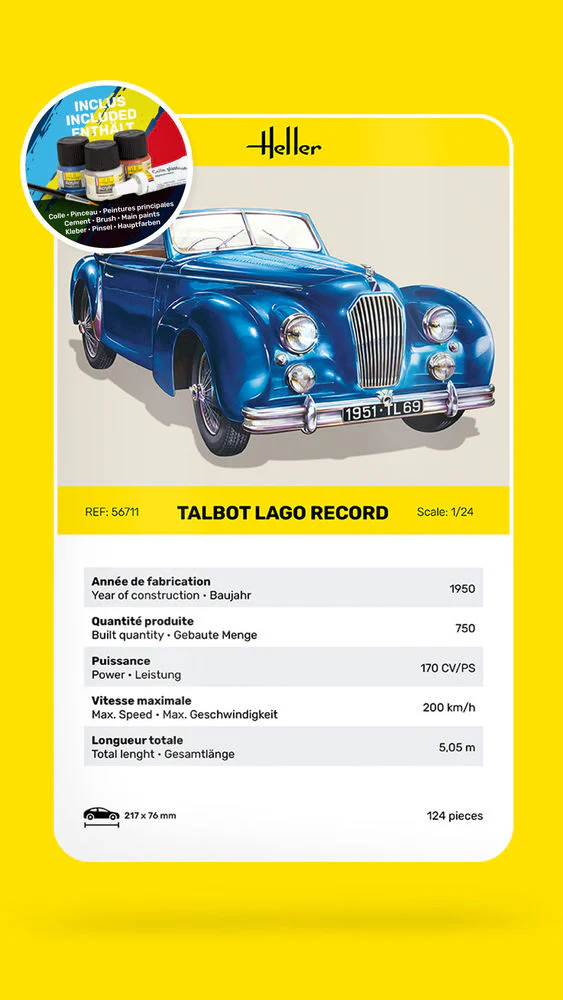Heller 56711 STARTER KIT Talbot Lago Record 1/24
