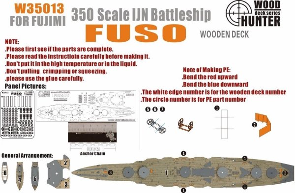 Wood Hunter W35013 Wood Deck IJN FUSO for Fujimi 1/350