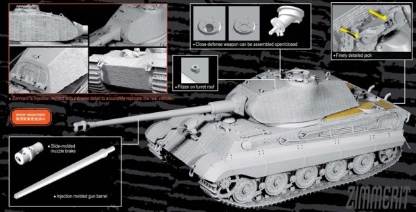 Dragon 6848 Sd.Kfz.182 Kingtiger Porsche Turret w/Zimmerit 1/35