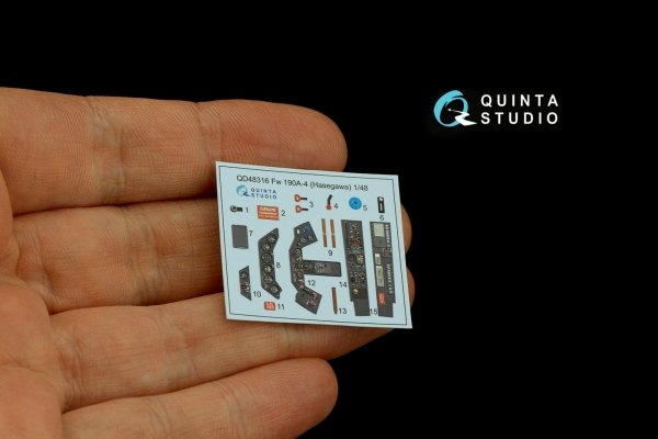Quinta Studio QD48316 Fw 190A-4 3D-Printed &amp; coloured Interior on decal paper (Hasegawa) 1/48