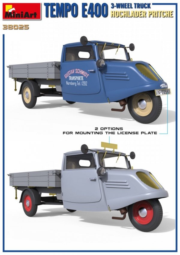 MiniArt 38025 TEMPO E400 HOCHLADER PRITSCHE 3-WHEEL TRUCK 1/35