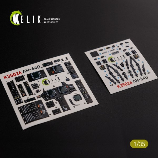 KELIK K35026 AH-64D Apache interior 3D decals for Meng kit 1/35