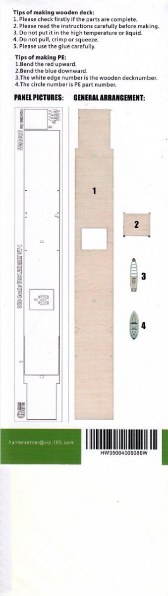 Wood Hunter W35086 USS Langley CV-1 Wooden Deck for Trumpeter 05631 1/350