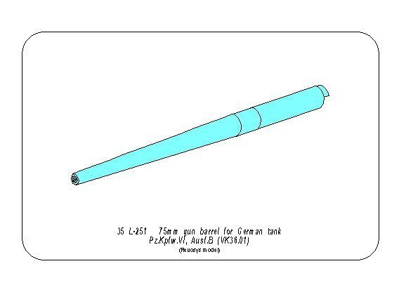 Aber 35L-251 7.5cm Gun Barrel for German Tank Pz.Kpfw. VI Ausf.B (For Revosys Model) 1:35