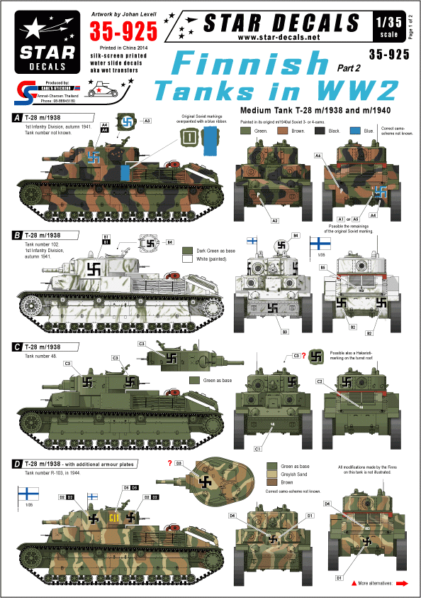 Star Decals 35-925 Finnish Tanks in WW2 1/35
