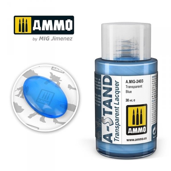 Ammo of Mig 2403 A-STAND Transparent Blue 30ml