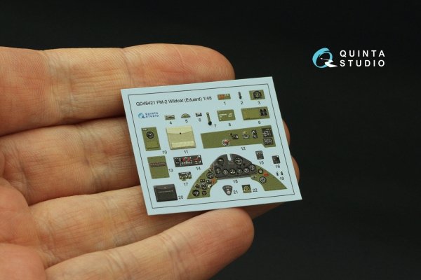 Quinta Studio QD48421 FM-2 Wildcat 3D-Printed &amp; coloured Interior on decal paper (Eduard) 1/48