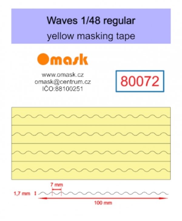 Omask 80072 regular waves 1.7x100mm (yellow masking tape) 1/48