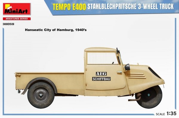 MiniArt 38059 TEMPO E400 STAHLBLECHPRITSCHE 3-WHEEL TRUCK 1/35