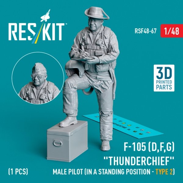 RESKIT RSF48-0067 F-105 (D,F,G) &quot;Thunderchief&quot; male pilot (in a standing position - type 2) (1 pcs) (3D Printed) 1/48