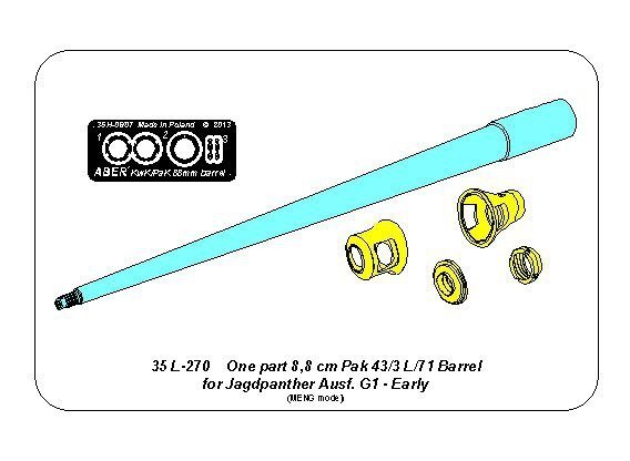 Aber 35L-270 German 8,8cm One part Pak 43/3 L/71 barrel for Jagdpanther Ausf G1 early 1/35