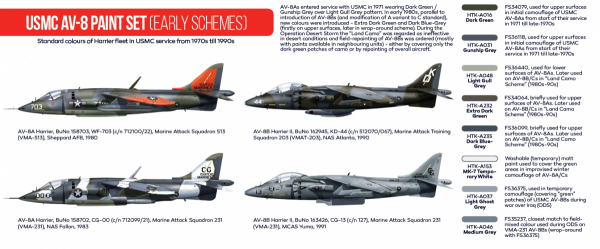 Hataka HTK-AS63 USMC AV-8 paint set (early schemes) (8x17ml)