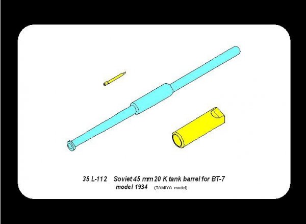Aber 35L-112 Soviet 45 mm 20 K tank barrel for BT-7 (1:35)	