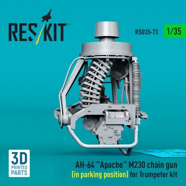 RESKIT RSU35-0073 AH-64 &quot;Apache&quot; M230 chain gun (in parking position) for Trumpeter kit (3D Printed) 1/35