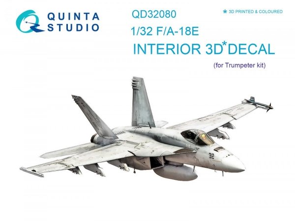 Quinta Studio QD32080 F/A-18E 3D-Printed &amp; coloured Interior on decal paper (for Trumpeter kit) 1/32