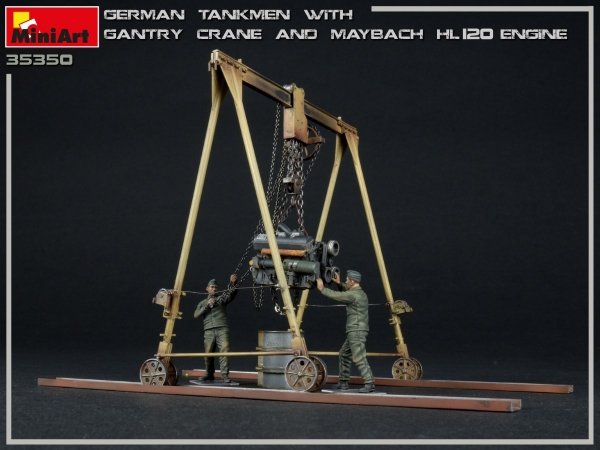 MiniArt 35350 GERMAN TANKMEN WITH GANTRY CRANE &amp; MAYBACH HL 120 ENGINE 1/35