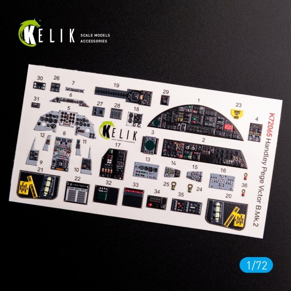 KELIK K72065 Handley Page Victor B Mk2 interior 3D decals for Airfix kit 1/72