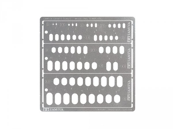 Tamiya 74154 Modeling Template (Rounded Rectangles, 1-6mm)