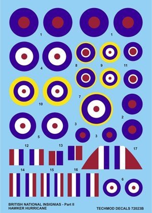 Techmod 72023 - British National Insignias - Hawker Hurricane (1:72)