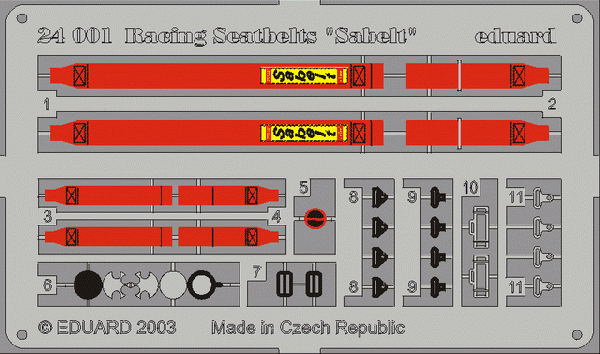 Eduard 24001 Sabelt 4 points Red Seatbelt  1/24