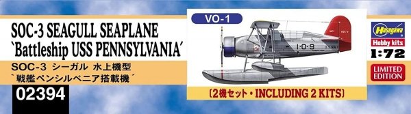 Hasegawa 02394 SOC-3 Seagull Seaplane Battleship USS Pennsylvania 1/72