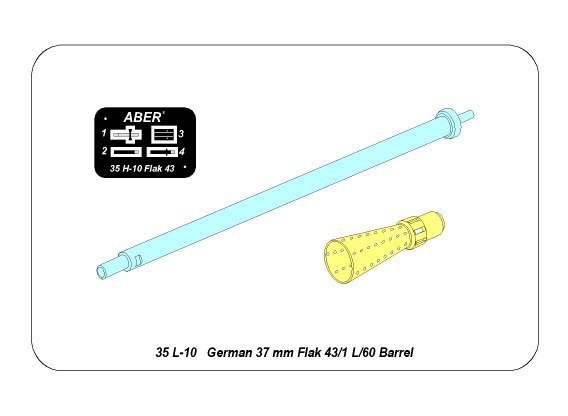 Aber 35L-010N German 37mm Flak 43/1 L/60 Barrel (1:35)