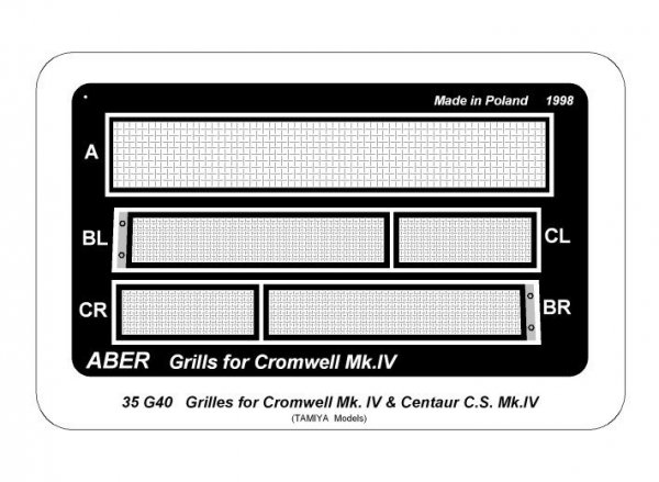 Aber 35G40 Siatki do Cromwell Mk.IV &amp; Centaur C.S. Mk.IV 1/35