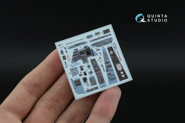 Quinta Studio QD+48639 Ka-50 (blue-grey panels) 3D-Printed &amp; coloured Interior on decal paper (Italeri) (with 3D-printed resin parts) 1/48