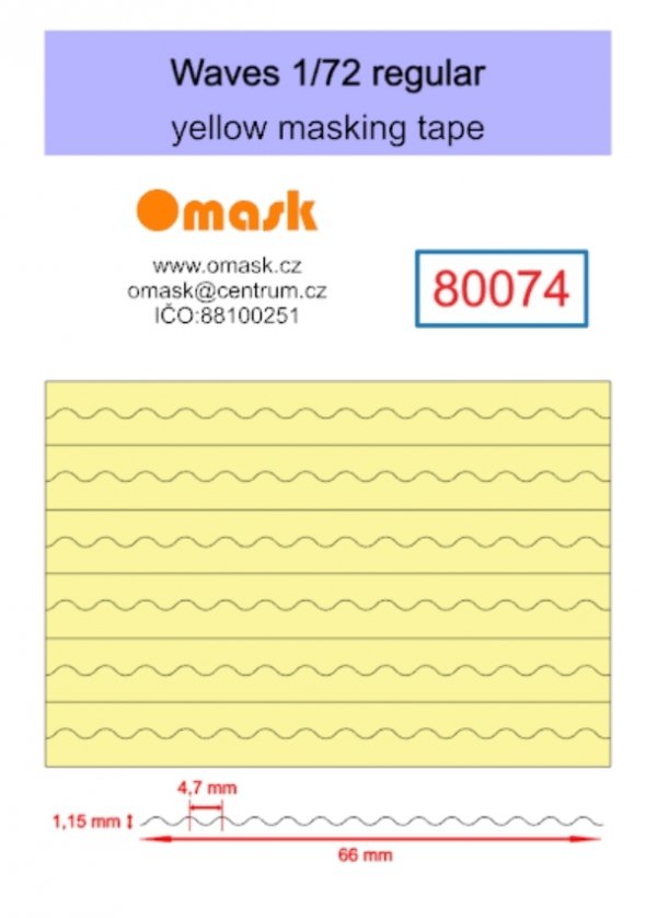 Omask 80074 regular waves 1.15x66mm (yellow masking tape) 1/72