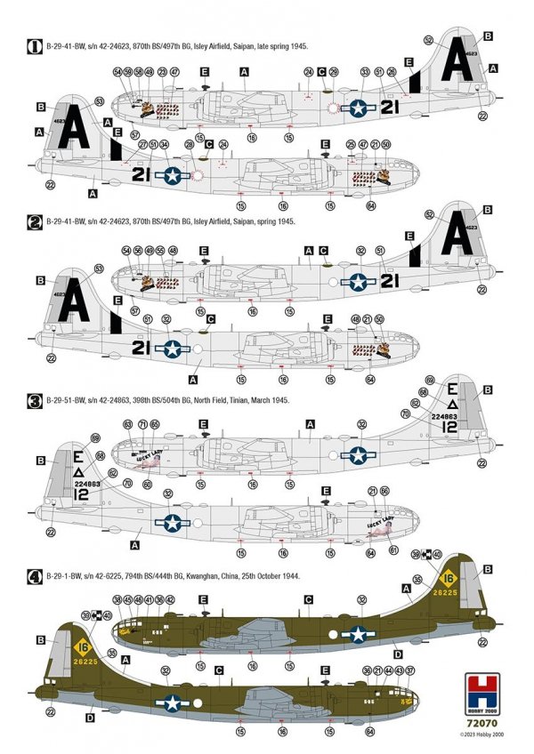 Hobby 2000 72070 B-29 Superfortress ( ACADEMY + CARTOGRAF + MASKI ) 1/72