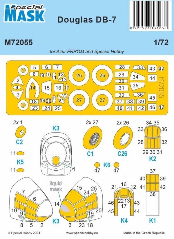 Special Hobby M72055 Douglas DB-7 Mask (For Azur FRROM And Special Hobby) 1/72
