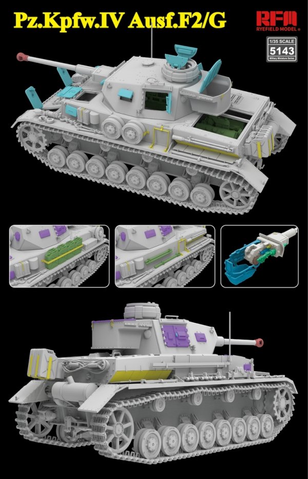 Rye Field Model 5143 Pz.Kpfw.IV Ausf.F2/G w/Engine &amp; workable tracks 1/35