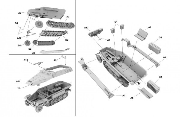 First to Fight PL053 Niemiecki ciągnik artyleryjski Sd.Kfz. 251/4 (1:72)
