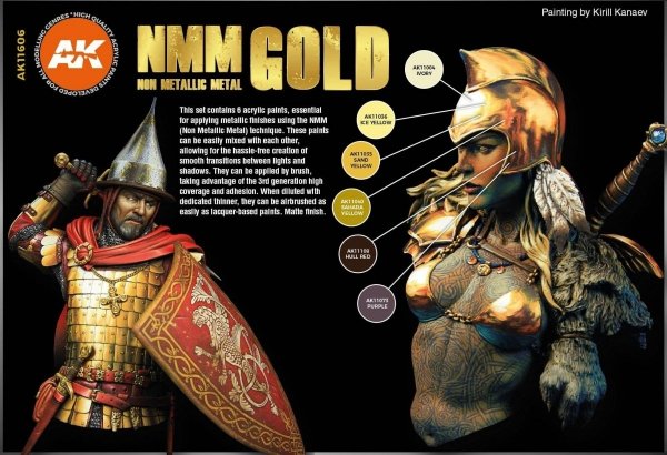AK Interactive AK11606 NMM (Non Metallic Metal) GOLD Set 6x17 ml
