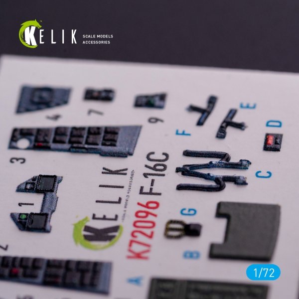 KELIK K72096 F-16C - interior 3D decals for Hasegawa kit 1/72