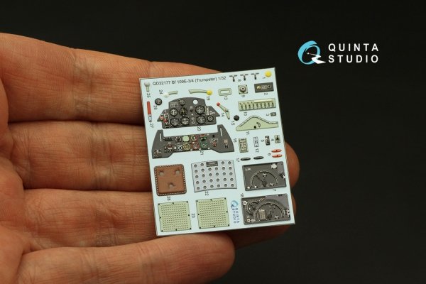 Quinta Studio QD32177 Bf 109E3/4 3D-Printed coloured Interior on decal paper (Trumpeter) 1/32