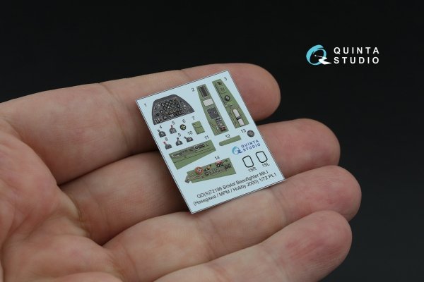 Quinta Studio QDS-72196 Bristol Beaufighter Mk.I 3D-Printed &amp; coloured Interior on decal paper (Hasegawa/MPM/Hobby2000) (small version) 1/72