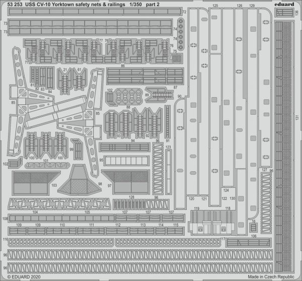 Eduard 53253 USS CV-10 Yorktown safety nets &amp; railings 1/350 TRUMPETER