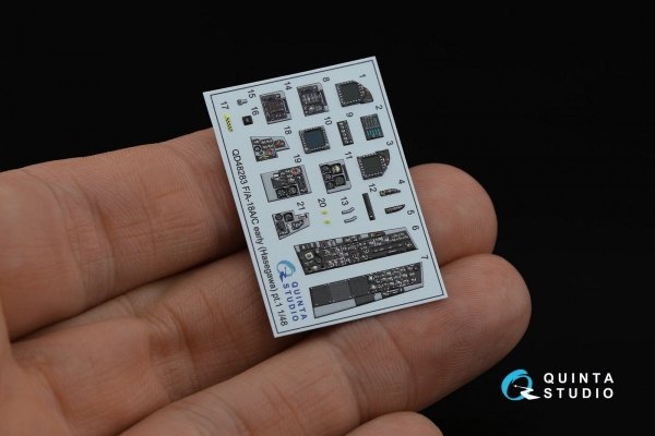 Quinta Studio QDS-48283 F/A-18A / C early 3D-Printed &amp; coloured Interior on decal paper (Hasegawa) (Small version) 1/48