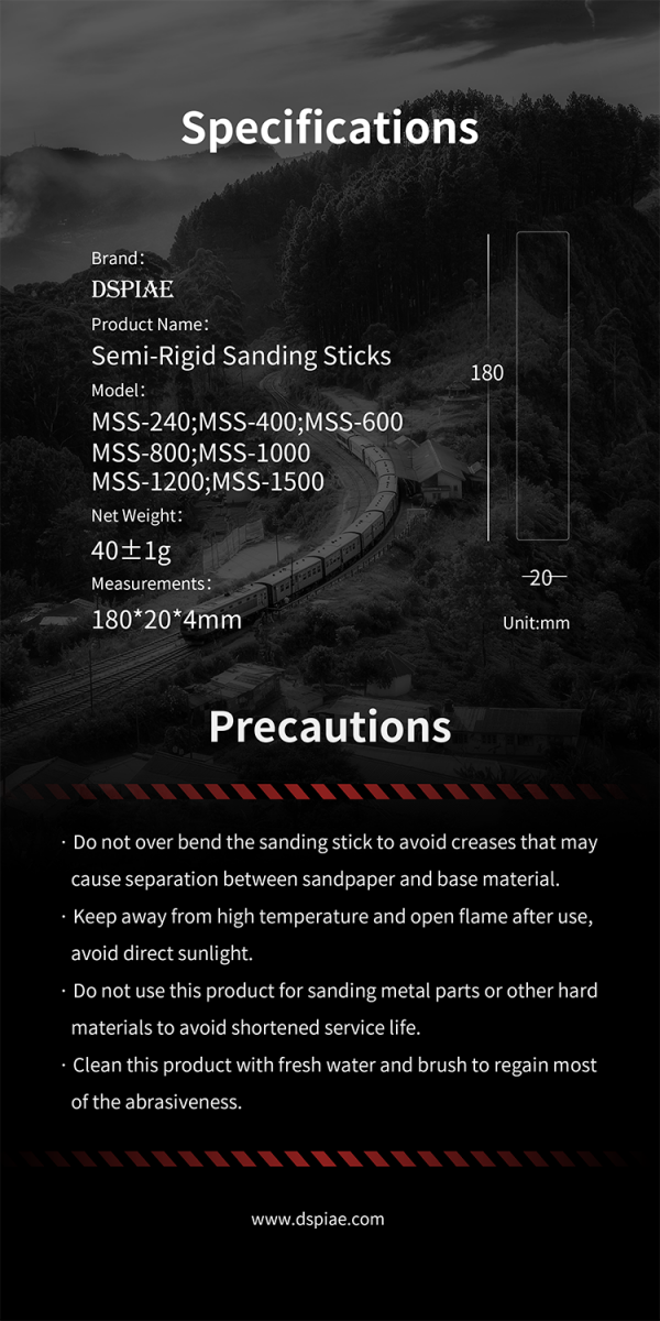 DSPIAE MSS-600 Semi-Rigid Sanding Sticks #600 x 3 PCS / pilnik elastyczny - ścierny