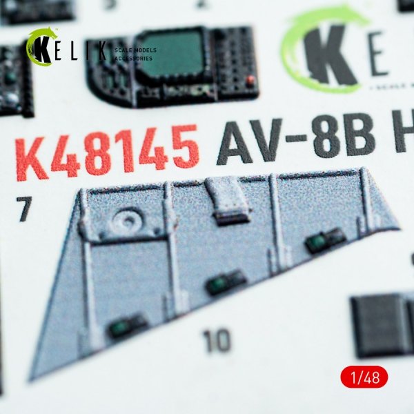 Kelik K48145 AV-8B Harrier - interior 3D decals for Hasegawa kit (1/48)