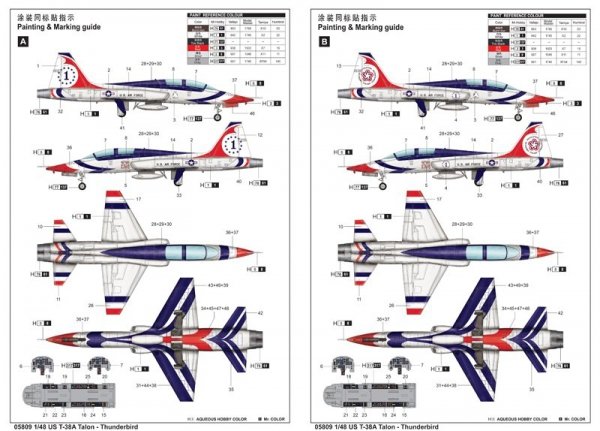 Trumpeter 05809 US T-38A Talon - Thunderbird 1/48