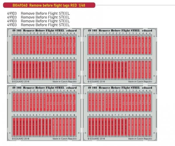 Eduard BIG49340 Remove before flight tags RED 1/48