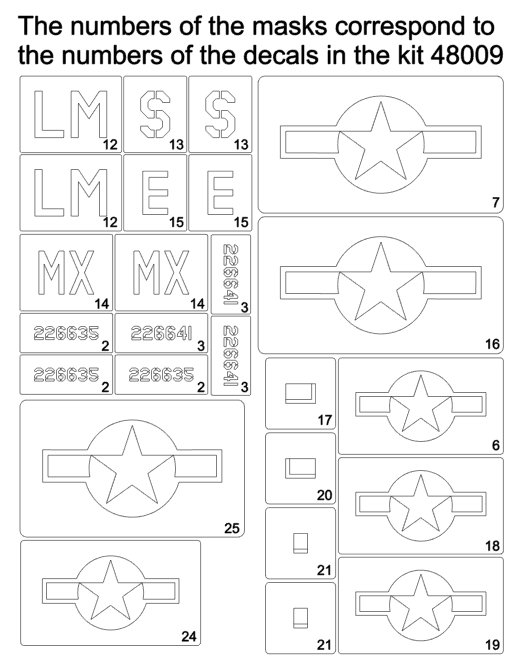 Omask 34046 P-47D-25RE Thunderbold masks (for Miniart 48009) 1/48