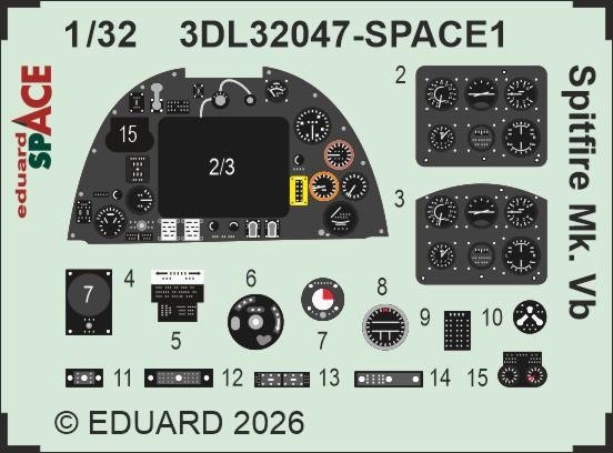 Eduard 3DL32047 Supermarine Spitfire Mk.Vb - Space Set (for Kotare Kits) 1/32