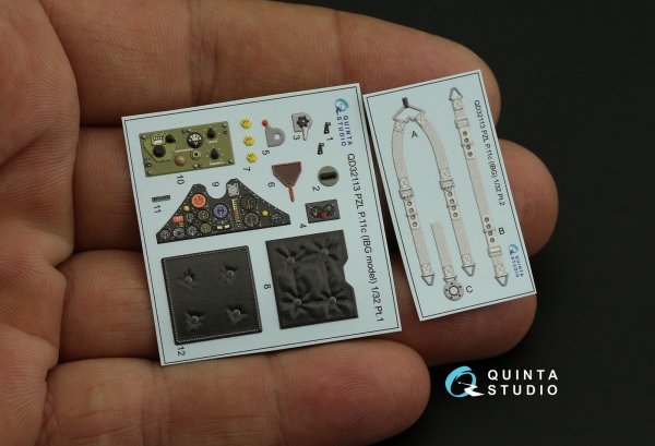 Quinta Studio QD32113 PZL P.11c 3D-Printed &amp; coloured Interior on decal paper (IBG model) 1/32