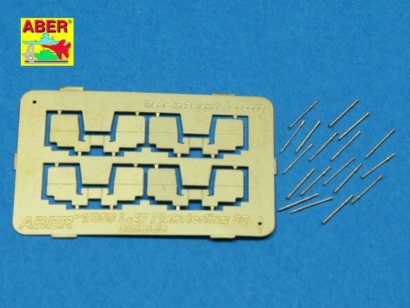 Aber 350L-47 Set of 16 pcs 2cm barrels for German Flakvierling 38 with shields (1:350)