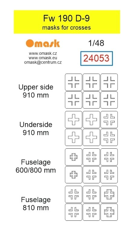 Omask 24053 Fw 190 D-9 masks for crosses 1/48